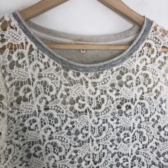 Sundance Lace Crochet Overlay Pullover Sweatshirt Size Medium - Picture 4 of 14